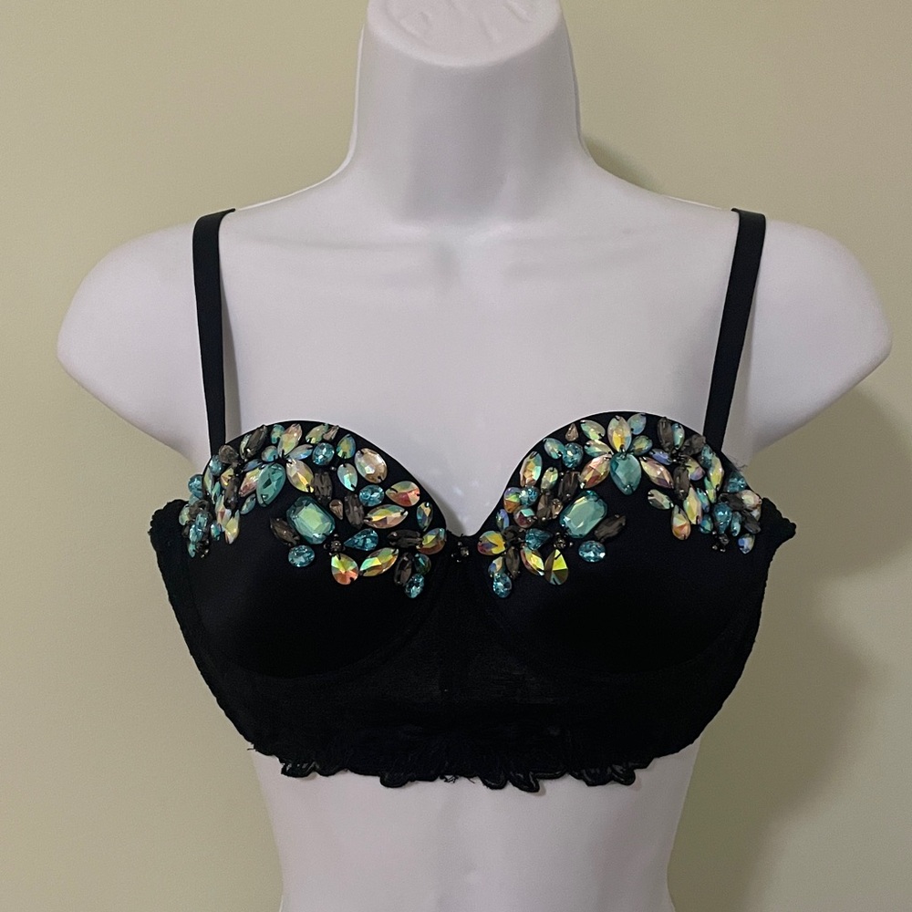 Bebe Blue Jewel Corset Top